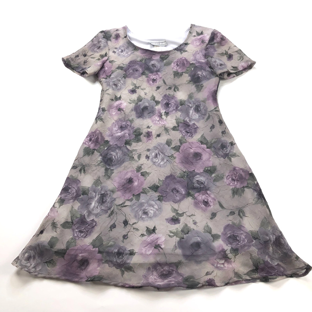 Dress Barn 6 Y2K A-Line Vintage VTG Above Knee Dress Floral Pink Gray PLS READ